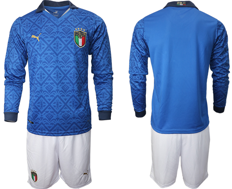 Cheap Men 2021 European Cup Italy home Long sleeve blank soccer jerseys